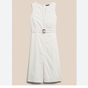 Banana Republic Cream Belted Linen Dress